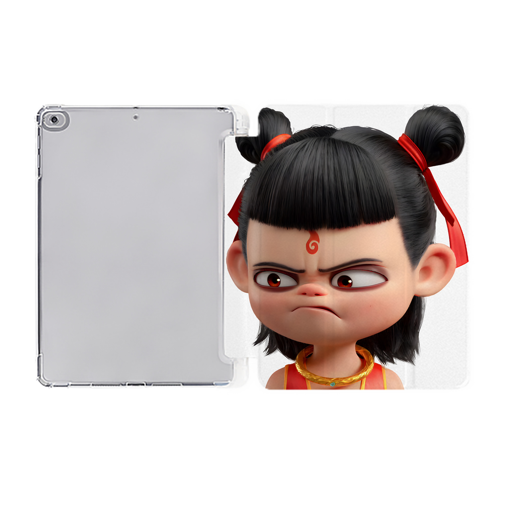 （画像用） Ne Zha 2 ナタ 魔童の大暴れ IPad ケース ペン収納付き 三つ折りスタンド PUレザー×シリコン 対応機種9.5/10.5/10.9インチ